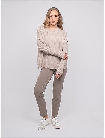Pull maille manches côtelées et boutons dorés kandyce