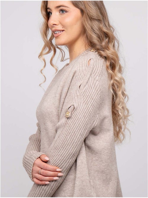 Pull maille manches côtelées et boutons dorés kandyce - Kiabi