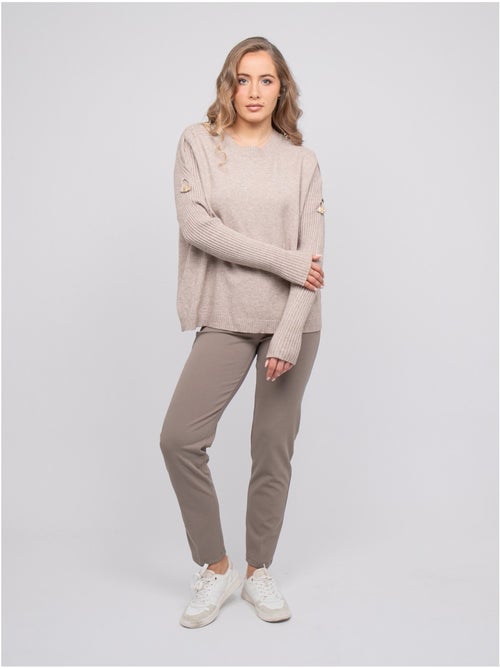 Pull maille manches côtelées et boutons dorés kandyce - Kiabi