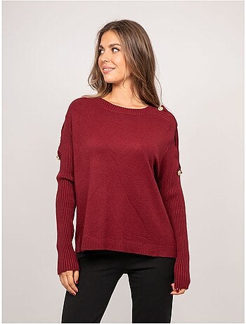 Pull maille manches côtelées et boutons dorés kandyce