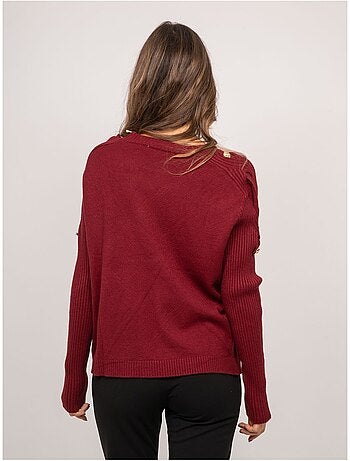 Pull maille manches côtelées et boutons dorés kandyce