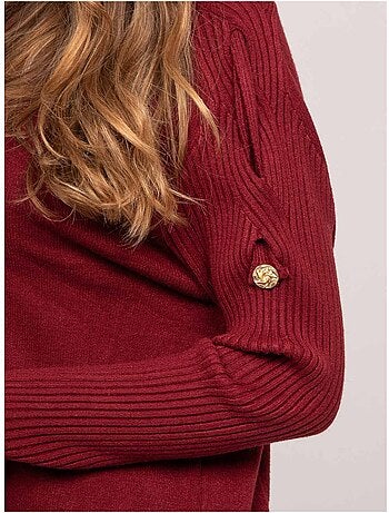 Pull maille manches côtelées et boutons dorés kandyce