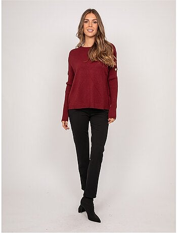 Pull maille manches côtelées et boutons dorés kandyce