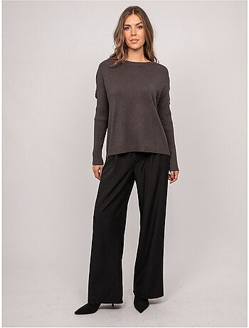 Pull maille manches côtelées et boutons dorés kandyce
