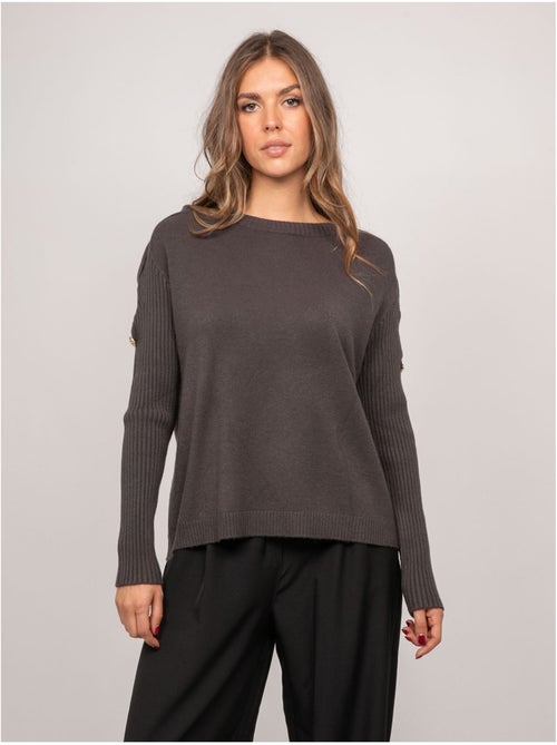 Pull maille manches côtelées et boutons dorés kandyce - Kiabi Pull maille manches côtelées et boutons dorés kandyce - Kiabi