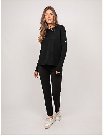 Pull maille manches côtelées et boutons dorés kandyce