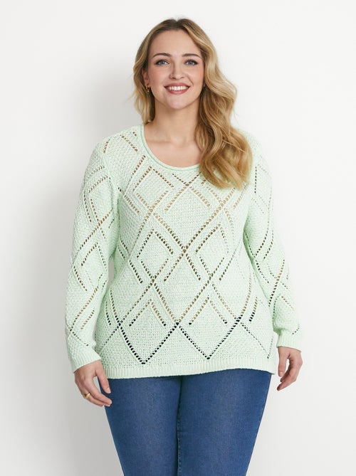 Pull maille moulinée ajourée - Afibel - Kiabi