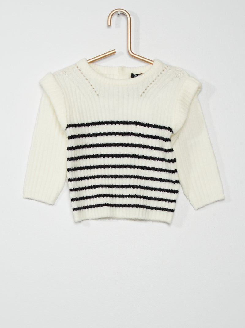 Pull maille mousseuse BLANC - Kiabi