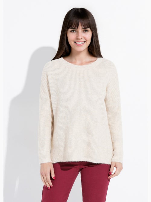 Pull maille mousseuse encolure bateau - afibel - Kiabi