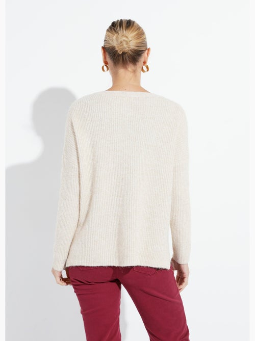 Pull maille mousseuse encolure bateau - afibel - Kiabi