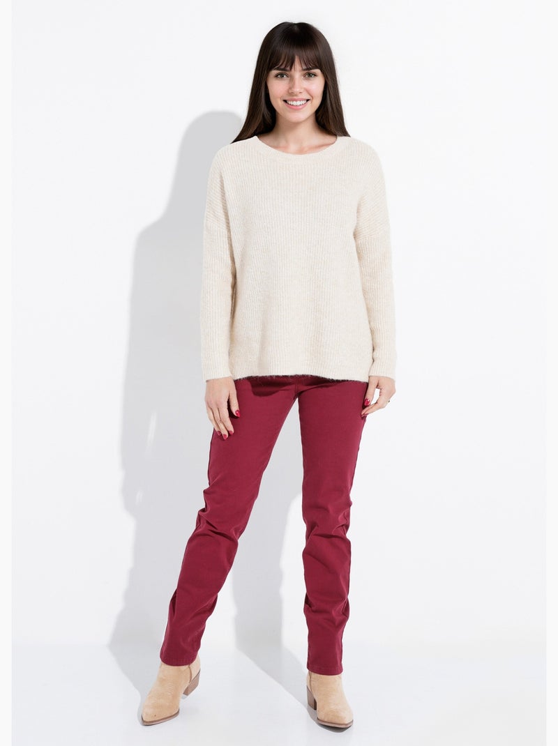 Pull maille mousseuse encolure bateau - afibel Beige - Kiabi