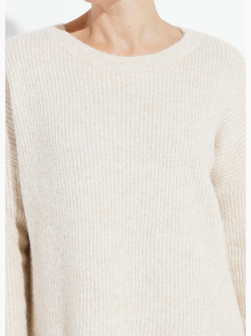 Pull maille mousseuse encolure bateau - afibel Beige - Kiabi