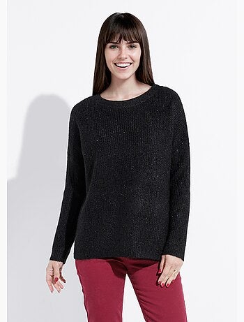 Pull maille mousseuse encolure bateau - afibel