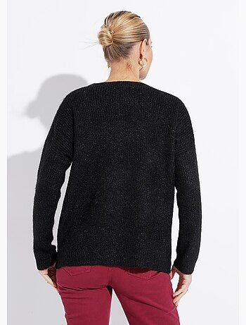 Pull maille mousseuse encolure bateau - afibel