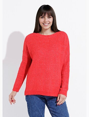 Pull maille mousseuse encolure bateau - afibel