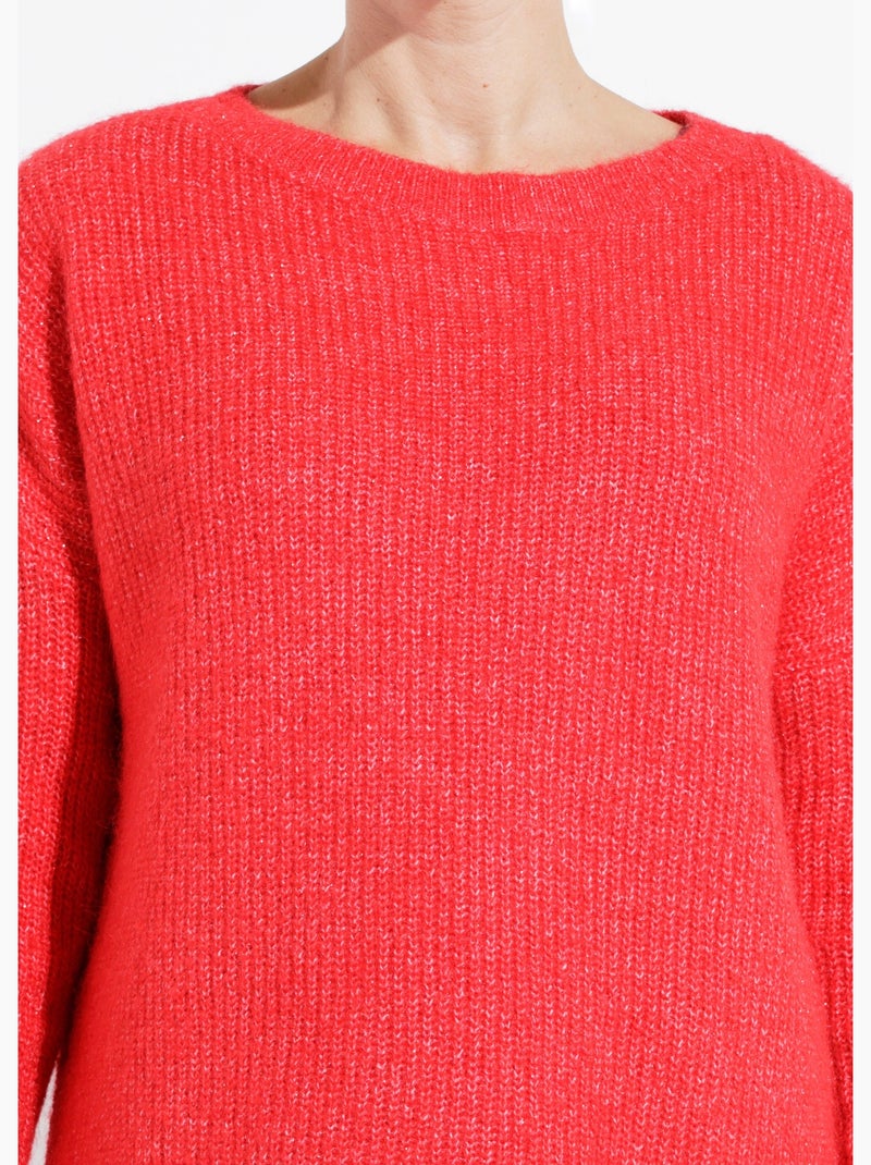 Pull maille mousseuse encolure bateau - afibel Rouge - Kiabi