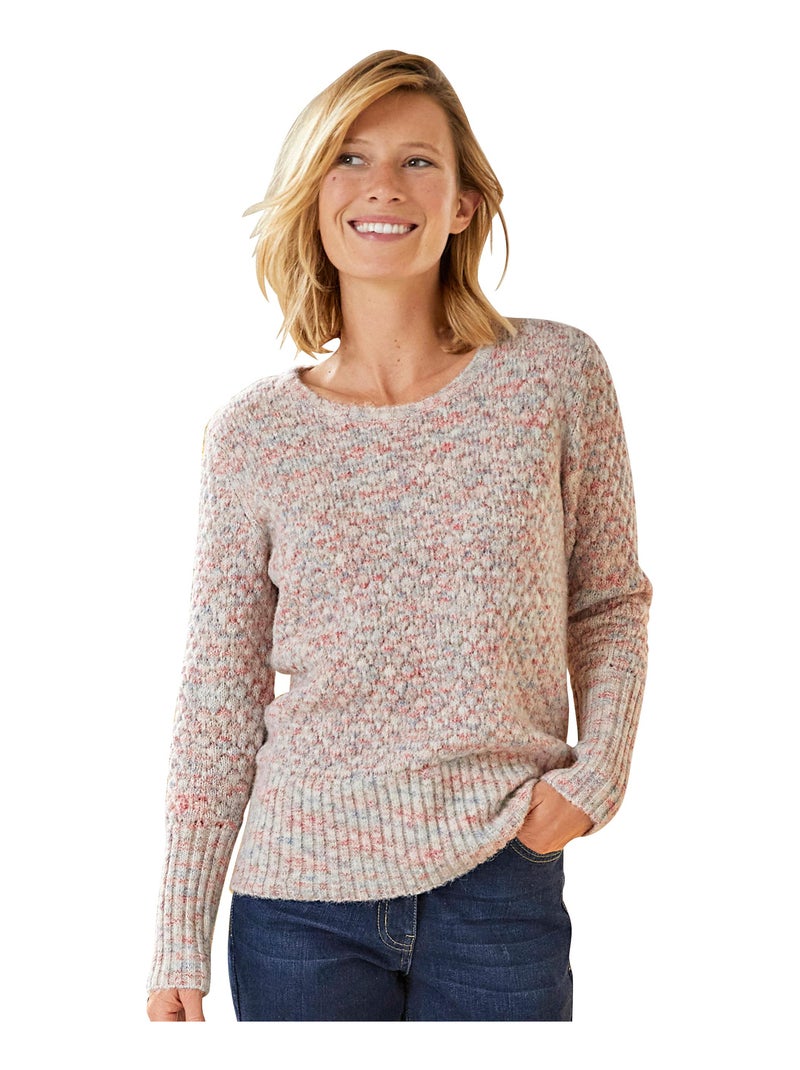 Pull maille multicolore  - Damart Blanc Ecru - Kiabi