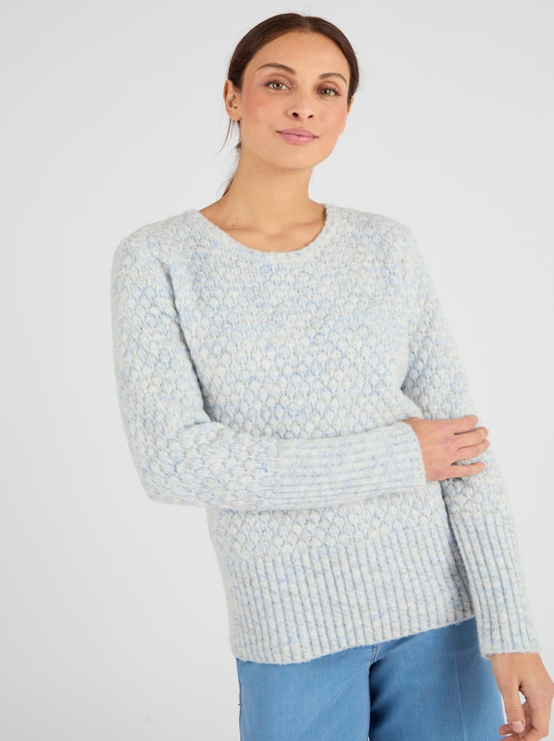Pull maille multicolore  - Damart Bleu - Kiabi