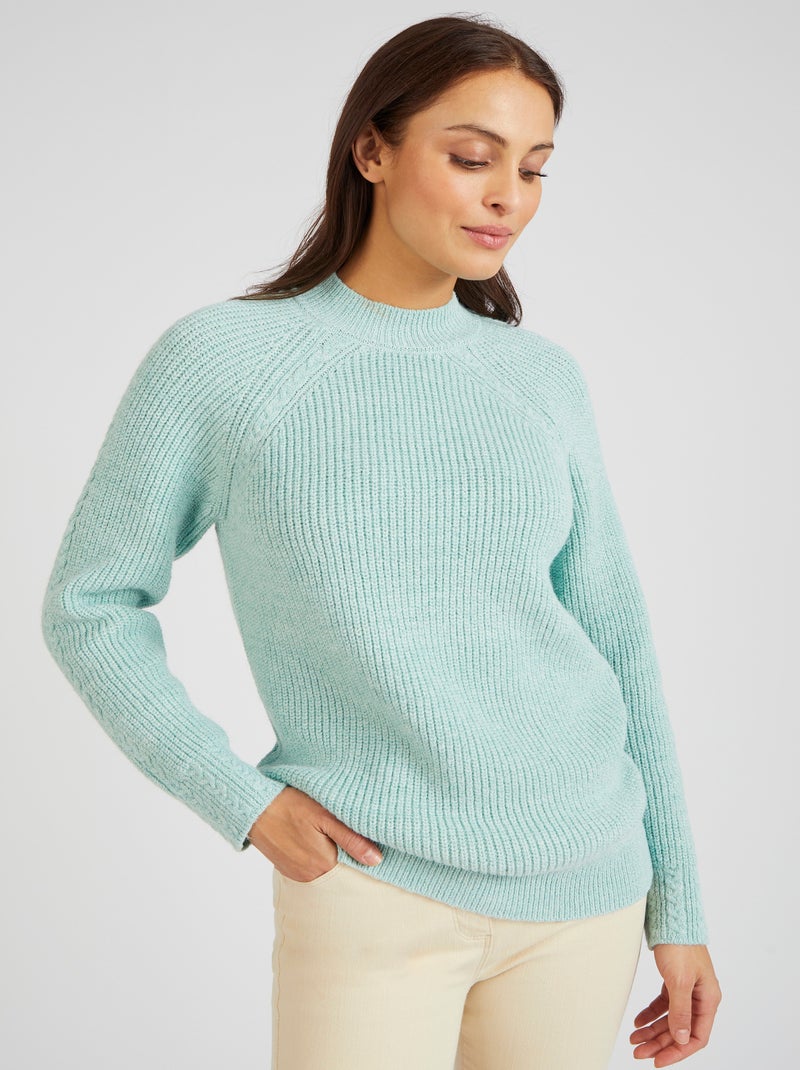 Pull maille perlée labellisée Thermolactyl - Damart Vert d'eau - Kiabi