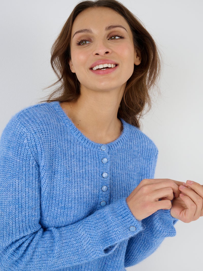 Pull maille perlée mélange alpaga - Damart Bleu clair - Kiabi