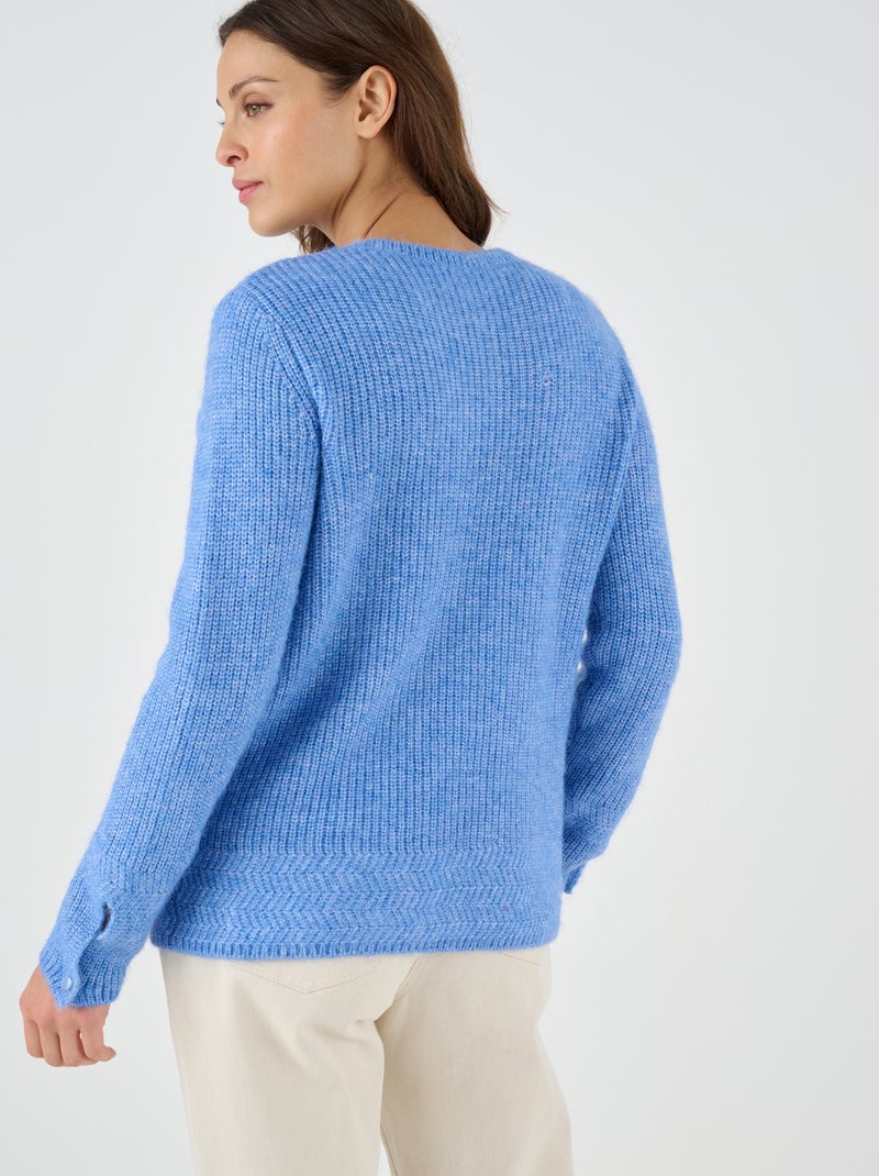 Pull maille perlée mélange alpaga - Damart Bleu clair - Kiabi