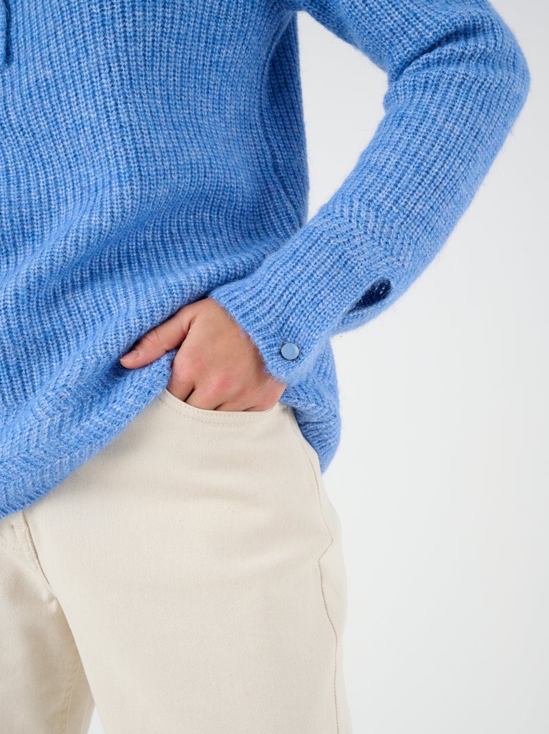 Pull maille perlée mélange alpaga - Damart Bleu clair - Kiabi