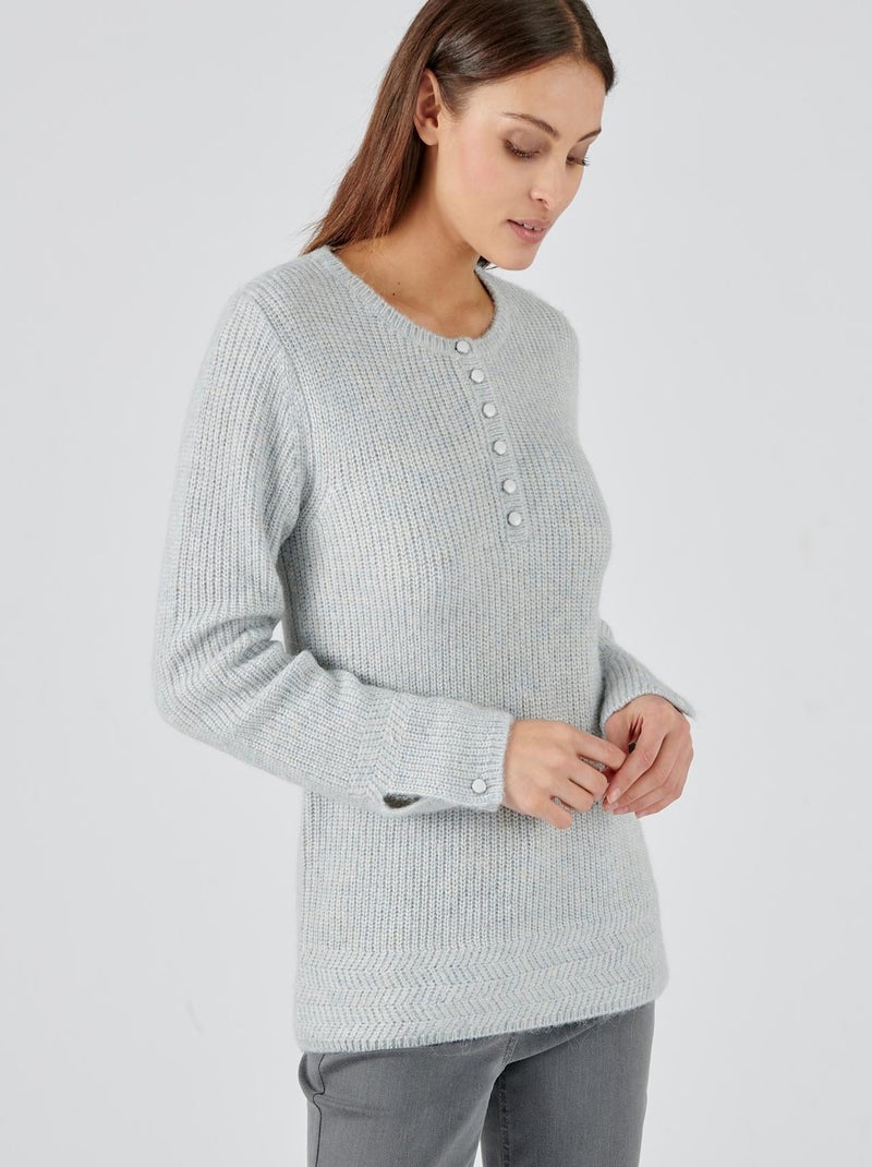 Pull maille perlée mélange alpaga - Damart Bleu - Kiabi