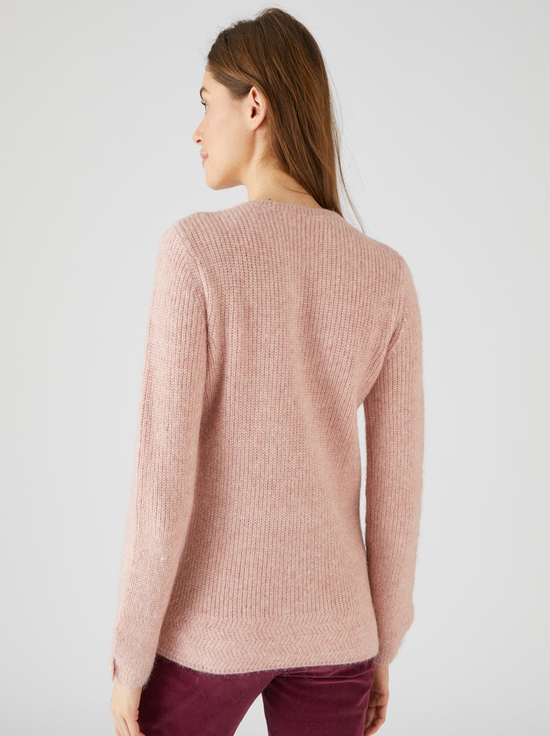 Pull maille perlée mélange alpaga - Damart Rose pastel - Kiabi