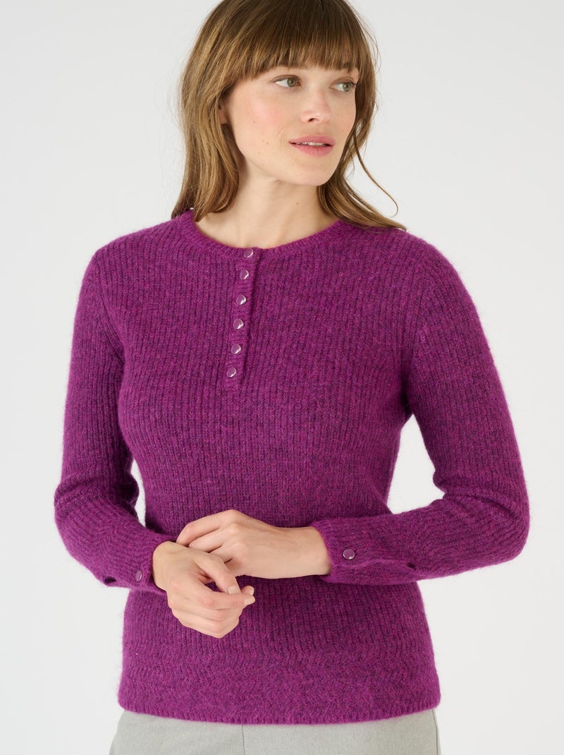 Pull maille perlée mélange alpaga - Damart Violet - Kiabi