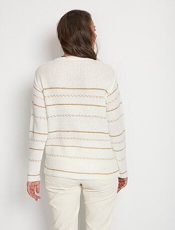 Pull maille perlée rayures scintillantes