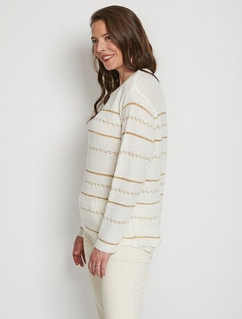 Pull maille perlée rayures scintillantes