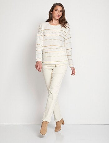 Pull maille perlée rayures scintillantes