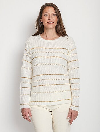 Pull maille perlée rayures scintillantes