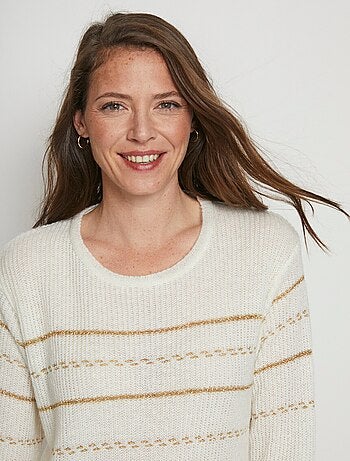 Pull maille perlée rayures scintillantes