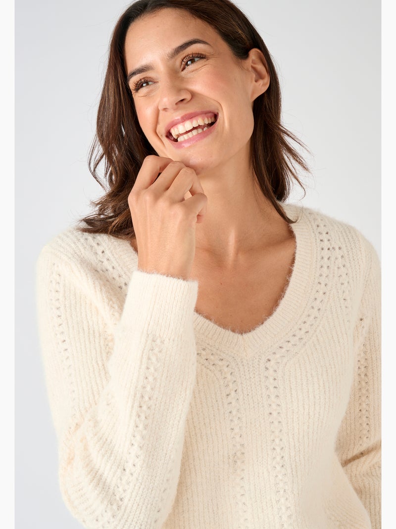 Pull maille perlée Thermolactyl - Damart Blanc cassé - Kiabi