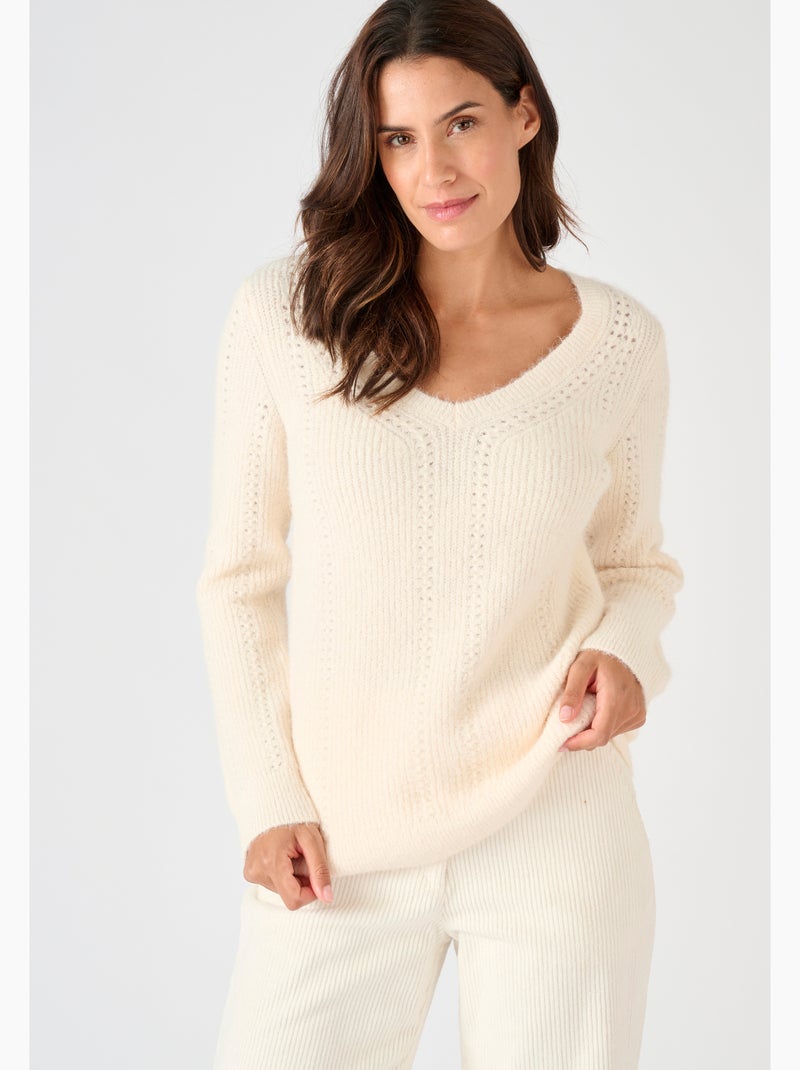 Pull maille perlée Thermolactyl - Damart Blanc cassé - Kiabi