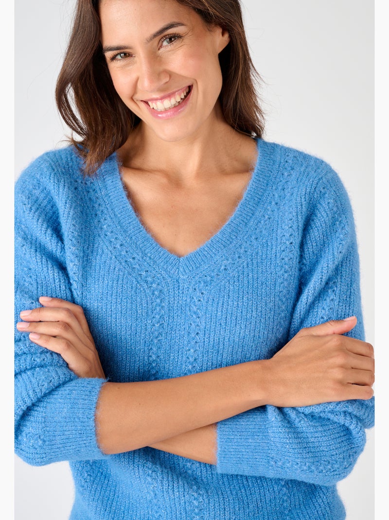 Pull maille perlée Thermolactyl - Damart Bleu ciel - Kiabi