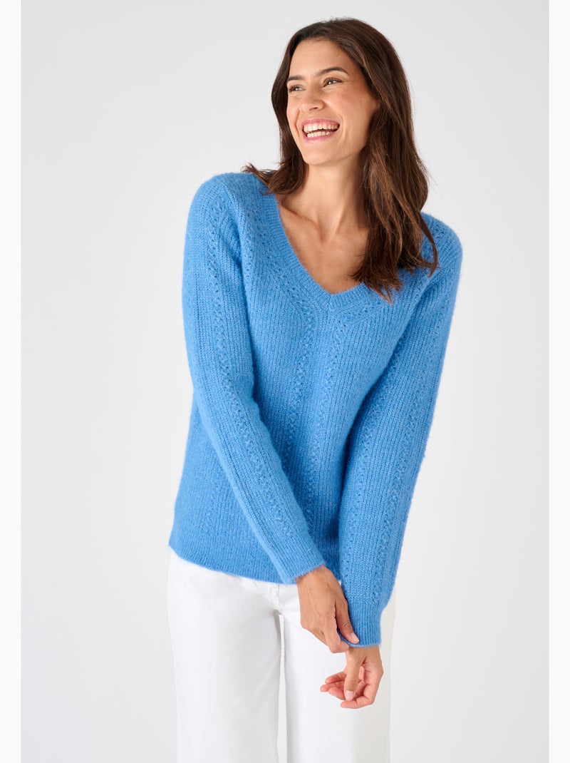 Pull maille perlée Thermolactyl - Damart Bleu ciel - Kiabi