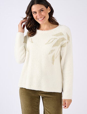 Pull maille poilue à motif végétal brillant - Damart