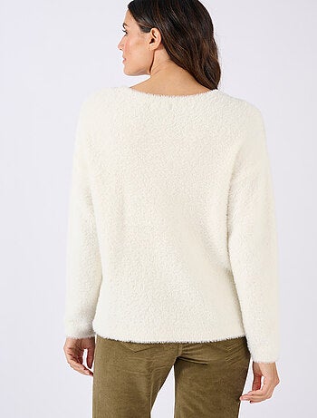 Pull maille poilue à motif végétal brillant - Damart