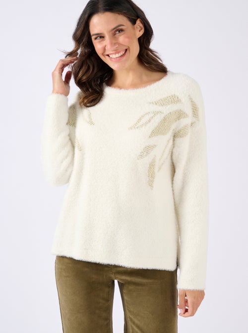 Pull maille poilue à motif végétal brillant - Damart - Kiabi
