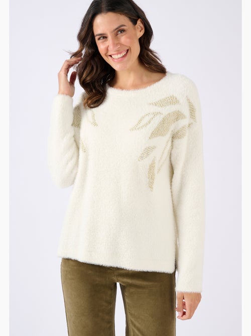 Pull maille poilue à motif végétal brillant - Damart - Kiabi