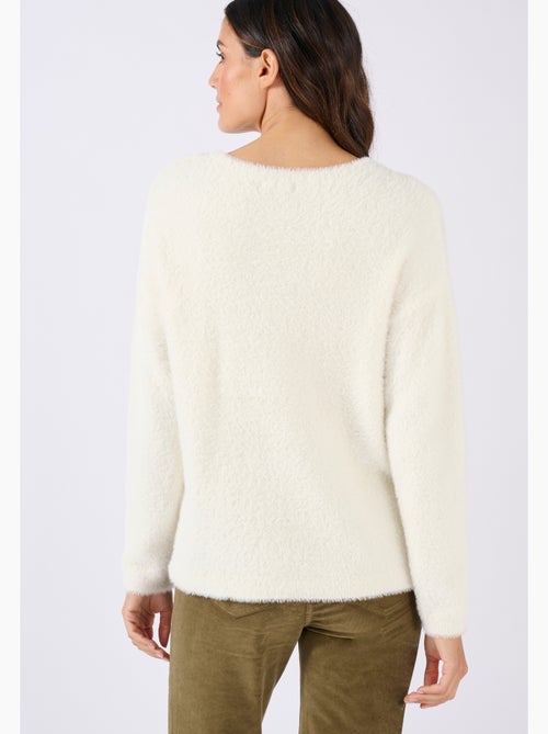 Pull maille poilue à motif végétal brillant - Damart - Kiabi