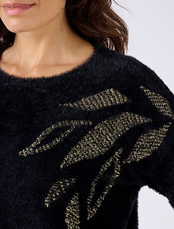 Pull maille poilue à motif végétal brillant - Damart
