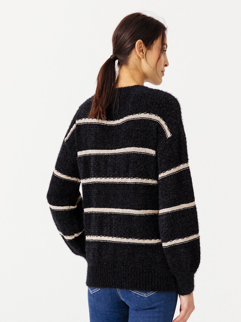 Pull maille poilue et fils brillants - Damart - Noir - Femme - 0.00 ...