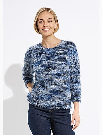 Pull maille poilue manches chauve-souris - Afibel