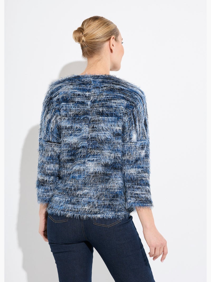 Pull maille poilue manches chauve-souris - Afibel Bleu - Kiabi