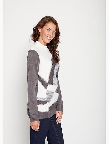 Pull maille poilue manches longues - Afibel