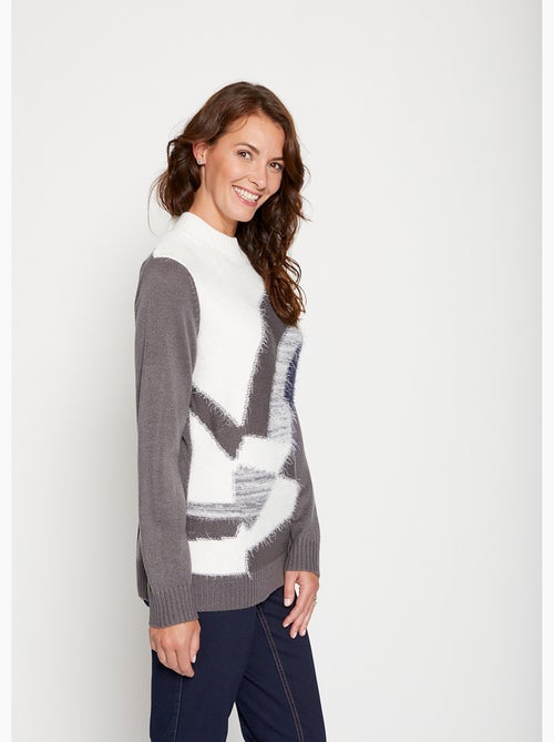 Pull maille poilue manches longues - Afibel - Kiabi