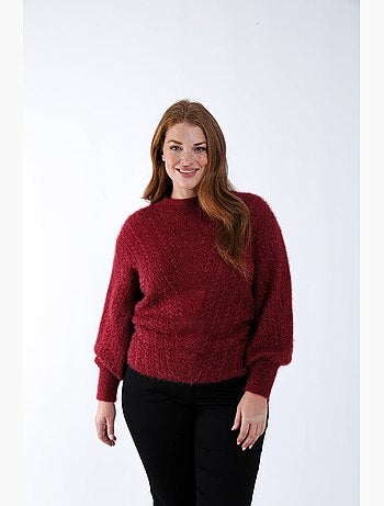 Pull maille poilue uni PAPRIKA